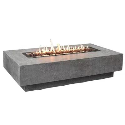 China Modern Garden Rectangle Concrete Patio Fire Pit Heater Gas Fire Pit Table Propane Fire Table for sale