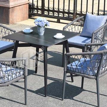 China Modern Hot Sale Outdoor Garden Wicker Table Chair Sets & Dining Furniture & Rock Slab Cloth for sale