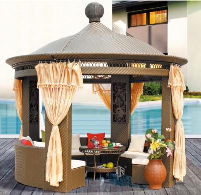 China Modern Outdoor PE Rattan Furniture Gazebo Round Shape Mini House For Garden, Yard for sale