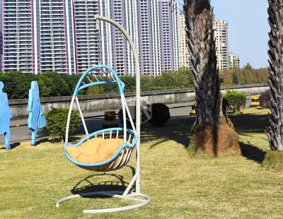 China Comfortable& Sustainable& Outdoor Rattan Wicker Garden Leisure Furniture Adult Patio Swings Hanging Chair With Metal Stand for sale