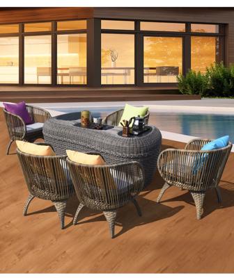 China Factory Durable Unique Design Modern Furniture Rattan Lounge Leisure Chair And Table Outdoor Garden Tea Bar Dining Set for sale