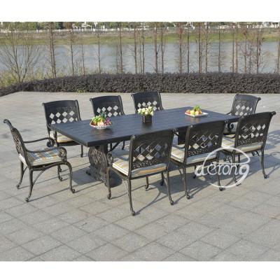 China Derong detachable 240 cm 8 outdoor aluminum dining table and chair for patio, villa, garden, resort DR-3298 for sale