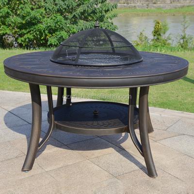 China Round Cast Aluminum Table With Stainless Steel Charcoal Barbecue Grills Table Charcoal Barbecue Grills Derong Latest Round Cast Aluminum With Steel Table Surface Durable stainless steel for exterior and interior for sale