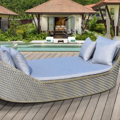 China New Modern Outdoor PE Rattan Sun Lounge Removeable Daybed Rolls Pool Deck Rattan Cane Furniture for sale