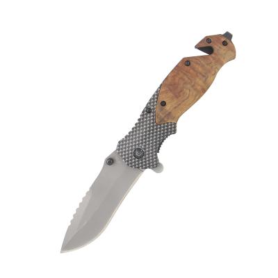 China Faca Non-variable Quick Opening Folding Folding Titanium Coating Knife Blade Knife Army Tactical Tools Stainless Steel Wood Handle for sale