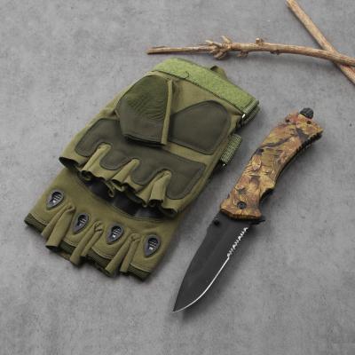 China Easy Carry Stainless Steel Facas Militar With Gloves Handled Camouflage Knife Outdoor Tactical Training Set for sale