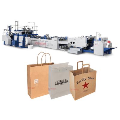 China Full automatic hotels sheet fed standing kraft paper bag making machine with handle zenbo ZB1260S-450 for sale