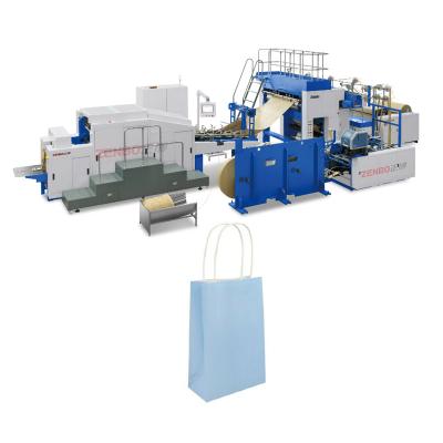 China Fully automatic hotels kraft bag making machine with flexo printing; shopping paper bags with logos machine for sale