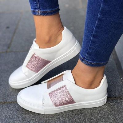 China Fashion Trend Causal Color Block Women Shoes Low Cut Sneakers Sports Shoes Slip On for sale