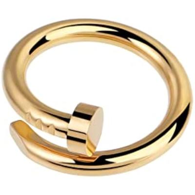 China FASHIONABLE 18K gold nail ring men and women sense steel ring / simple superior light luxury titanium cold wind ribbon personality for sale