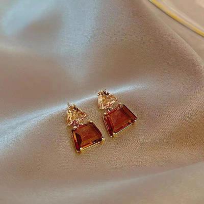 China Tawny Crystal Square Dangle Earrings Geometric TRENDY For Korean Goth Party Jewelry Women Luxury Fashion Girl's Cute Earrings for sale