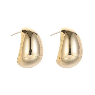 China TRENDY Simple Pea Shaped Copper Alloy Gold Color Drop Earrings For Women Fashion Jewelry Goth Party Korean Unusual Girls Accessory for sale