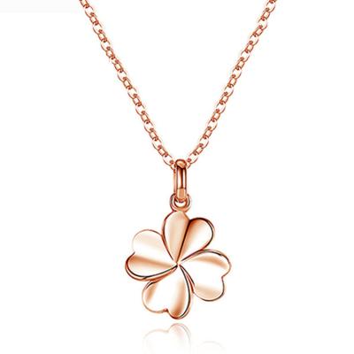 China Fashion and Elegance Popular Soft Rose Gold Flower Pendant Necklace Four Leaf Clover Lucky Necklace for Women for sale