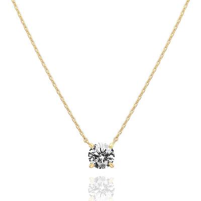 China CLASSIC 18 Crystal Solitaire Gold Plated 2 Carat CZ Choker Necklace Fashion Tasty Zircon Jewelry Dangle Necklaces For Women for sale