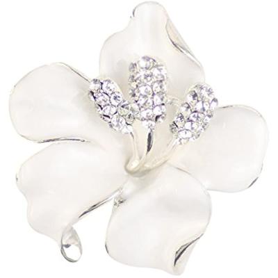 China Merdia Religious Women's Brooch Flower Brooch Crystal White Metal for sale