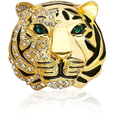 China Rhinestone Religious Tiger Brooch Brooch Gold Metal Alloy and Pin Brooch Silver Animal Men's Brooch Animal Charm Lion Charm Pin Lapel Suit for sale