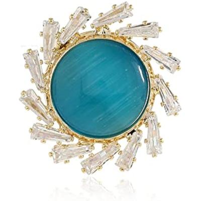 China Copper Blue Opal Brooch Pins For Women Fashion Zircon Copper Brooch for sale