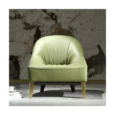 China Adjustable (other) Designer Italian style modern light luxury leather sofa living room bedroom simple green leaf armchair leisure sofa chair for sale