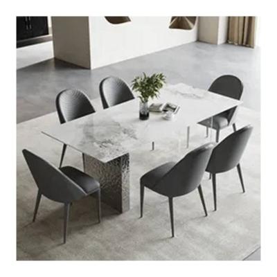 China Adjustable (other) Italian simple white marble floating dining table modern dinning room furniture set metal acrylic sintered dining table6-8people for sale