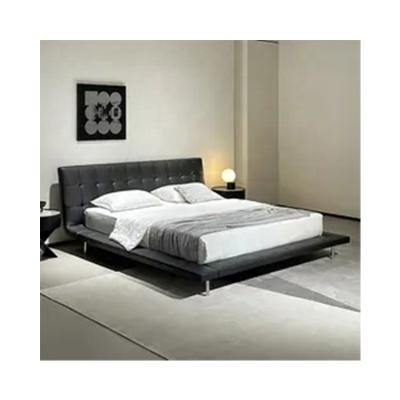 China Adjustable (other) Latest Modern black Bed Frame With Led Lights italian design minimalist Onda king or queen bed nordic simple style for sale