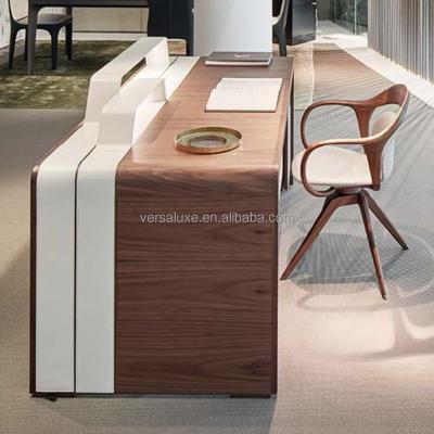 China Other Simple style Walnut saddle leather desk study table computer desk office furniture modern customizable home office desks for sale