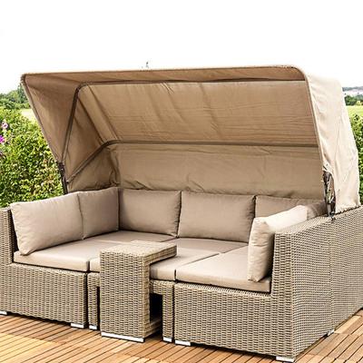 China Modern Modern luxury patio garden sofa set water proof outdoor furniture  sleeper convertible sofa bed with awning pool villa hotel for sale