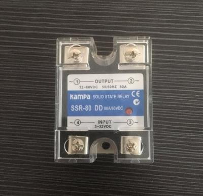 China 80A SSR Solid State Relay DC To DC SSR-80DD Input 3-32VDC Control Output 12-60VDC Black Solid State Relay(SSR-80DD) for sale