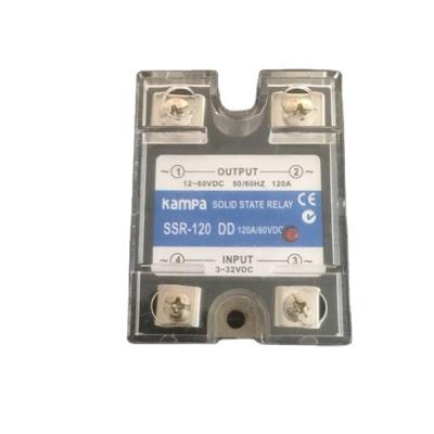 China Miniature SSR 100Amp Single Phase SSR Industrial Relay DC Input 3-32VDC control Output 12-60VDC Black SSR Relay(SSR-120DD) for sale