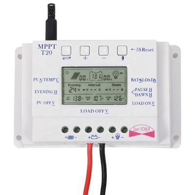 China OEM LCD Display 20A MPPT 12/24V Solar Panel Battery Regulator Charge Controller T20 for sale