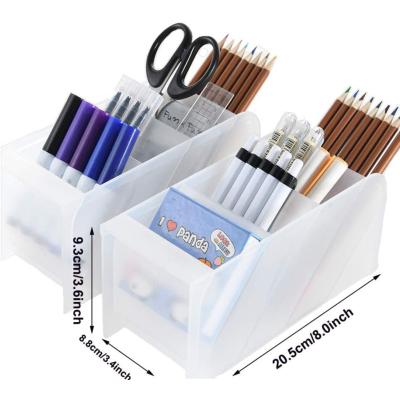 China Large Stocked Organizer Pen Organizer Storage Translucent White Pen Storage Holder Office Bedroom Desk Organizer for sale