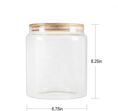 China Glass Jars Stored With Bamboo Lids Food Glass Jars And Canisters Sets Large Glass Canister With Lids Kitchen Organizer for sale