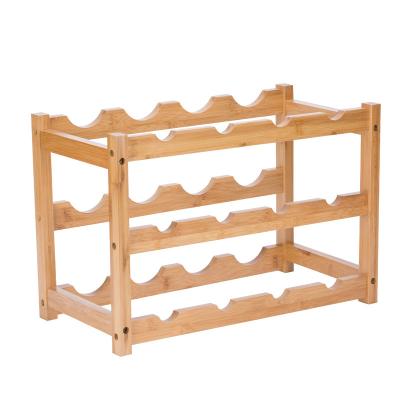 China Sustainable Wine Racks Countertop Wine Rack 12 Bottle Wine Storage Rack Kitchen Storage Organizer for sale