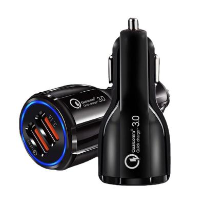 China 2 Dual USB Car Charger Cable Phone Charger Quick Port QC3.0 Charger Cigarette Lighter Car Charger Adapter for sale