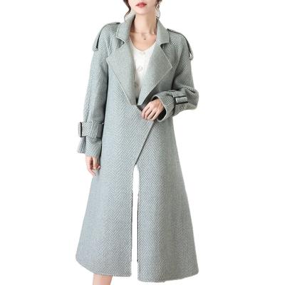 China 2022 Anti-wrinkle Camel Cashmere Wool Double Breasted Coat Casual Outwear Ladies Woolen Overcoat for sale