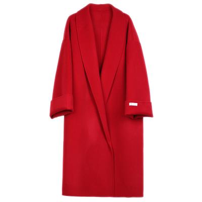 China High Quality Anti-Wrinkle Women Slim Long Coat Double Sided Woolen Wear Coat for sale