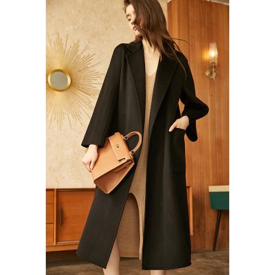 China Anti-wrinkle water ripple cashmere coat women's fashion 2022 new double sided woolen women's wool coat for sale