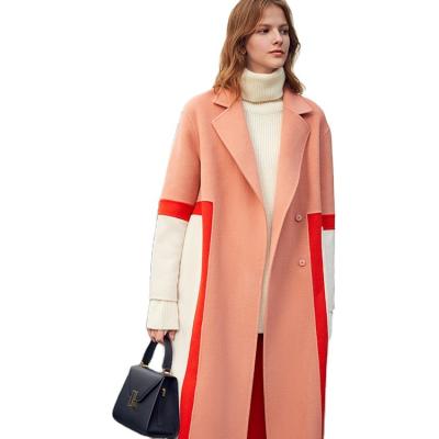 China Soft, High-Grade Anti-wrinkle Women's Crossover Double-Sided Cashmere Coat in Pink for sale