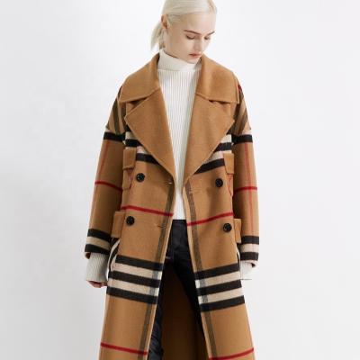 China High Grade Anti-wrinkle Woolen Long Trench Elegant Women's Double Sided Cashmere Coat for sale