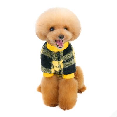 China Simply Pet Plaid Designer Cheap Dogs Apparel Winter Luxury Dish Flocking Small Dog Clothes for sale