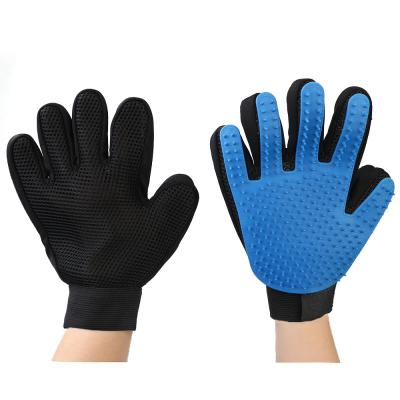 China Viable Blue Cleaning Bathing Deshedding Strip Dog Bath Grooming Grooming Glove Five Fingers Hair Removal for sale