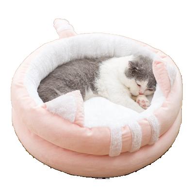 China Factory Supply Wholesale Washable Luxury Round Stocked Cat Pet Dog Bed Large for sale