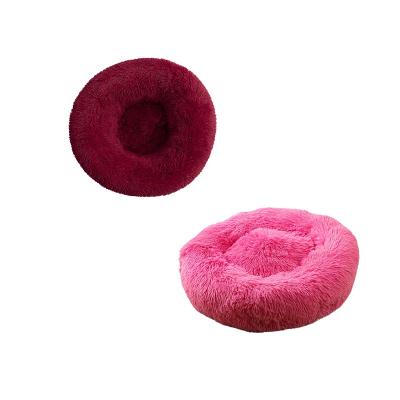 China Soft Comfortable Stocked No Slip Cat Dog Pet Nest Plush Round Bottom Pet Beds for sale