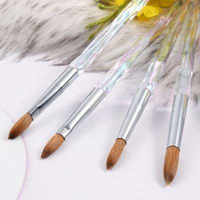 China NAIL 2021 Crystal Handle Brushes colorful custom made Kolinsky 100% Art Nail Gel Dust Brush acrylic Kit Nail Art Brushes for sale