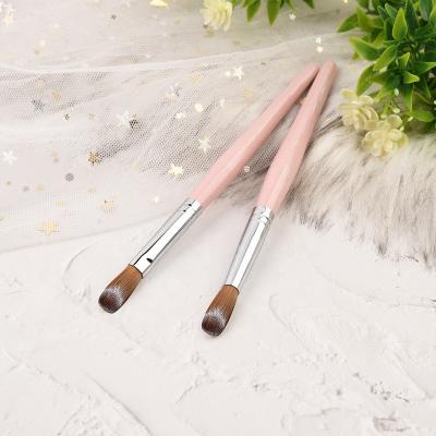 China Beauty Care Make Tools Crimped 8-22 Size Kolinsky Pinch Wooden Handle Acrylic Nail Brush With Cap Powder Manicure Pedicure for sale