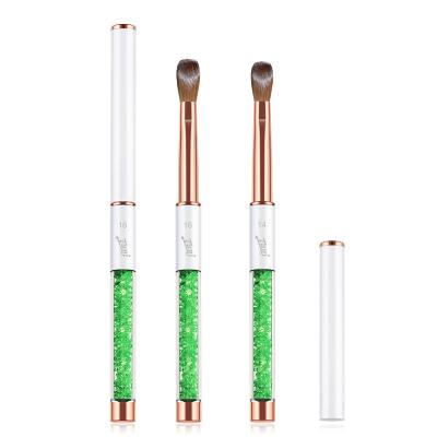 China Custom Rhinestone NAIL Logo Rose Gold Kolinsky Acrylic Brush Handle 100% Pure Kolinsky Acrylic Nail Brush Crimped for sale