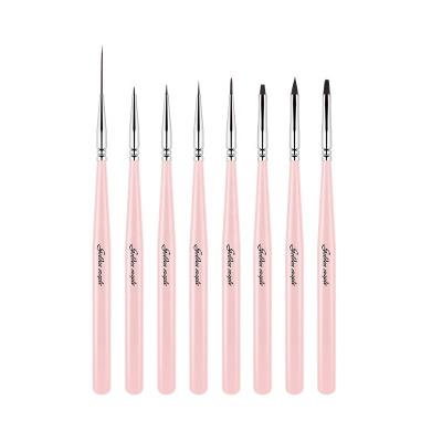 China Professional Nail Art 8PCS UV Gel Nail Brush Brush Nylon Acrylic Art Brush Set Art Dotting Pen Nail Art Tip Nail Salon for sale