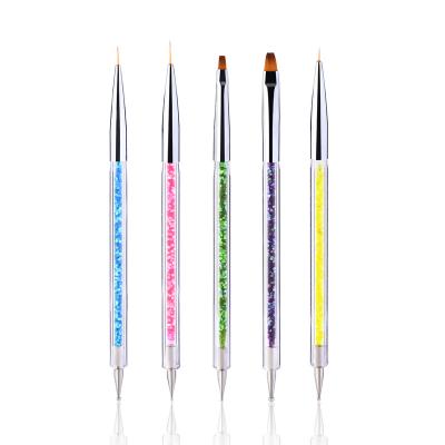 China NAIL Private Label Glitter Synthetic Coating Double Finished Flat Nail Art Brushes for sale