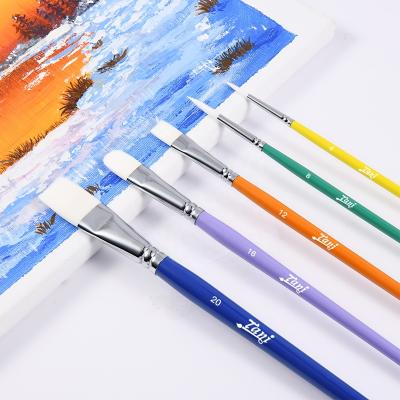 China Face Painting Artist Paint Brushes For Acrylic Flat Oil Watercolor Coating Gouache Acrylic White Synthetic Filbert Oil Painting for sale