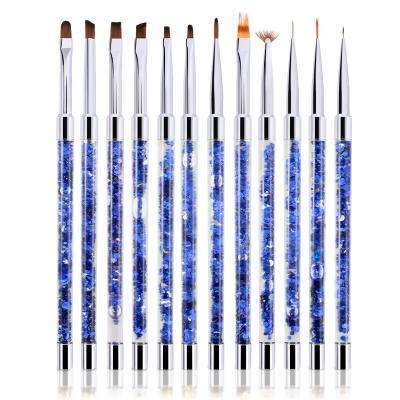 China 2022 New Style NAIL Nylon Hair Sliver Blue Acrylic Handle Tube Brass Handle Finer Nail Art Brush For Nail for sale