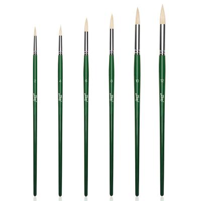 China Acrylic Watercolor Gouache Oil Paint 100% Natural Bristle Round Tip Artist Paint Brushes For Sharp Oil Painting for sale